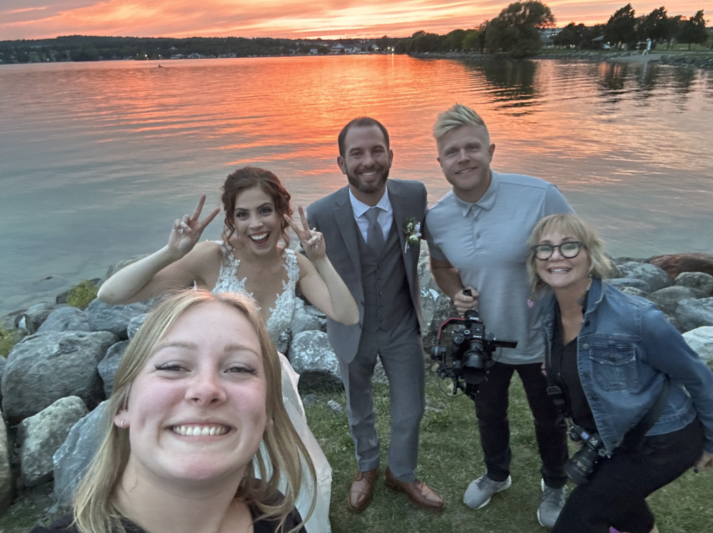 wedding vendor selfie with our wedding couple